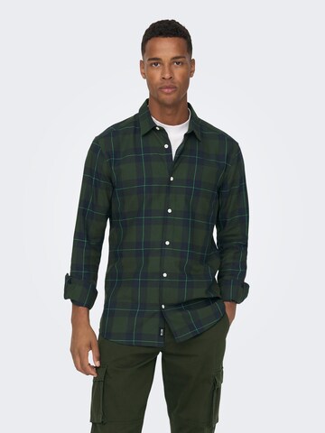 Only & Sons Slim fit Button Up Shirt 'Ari' in Green: front