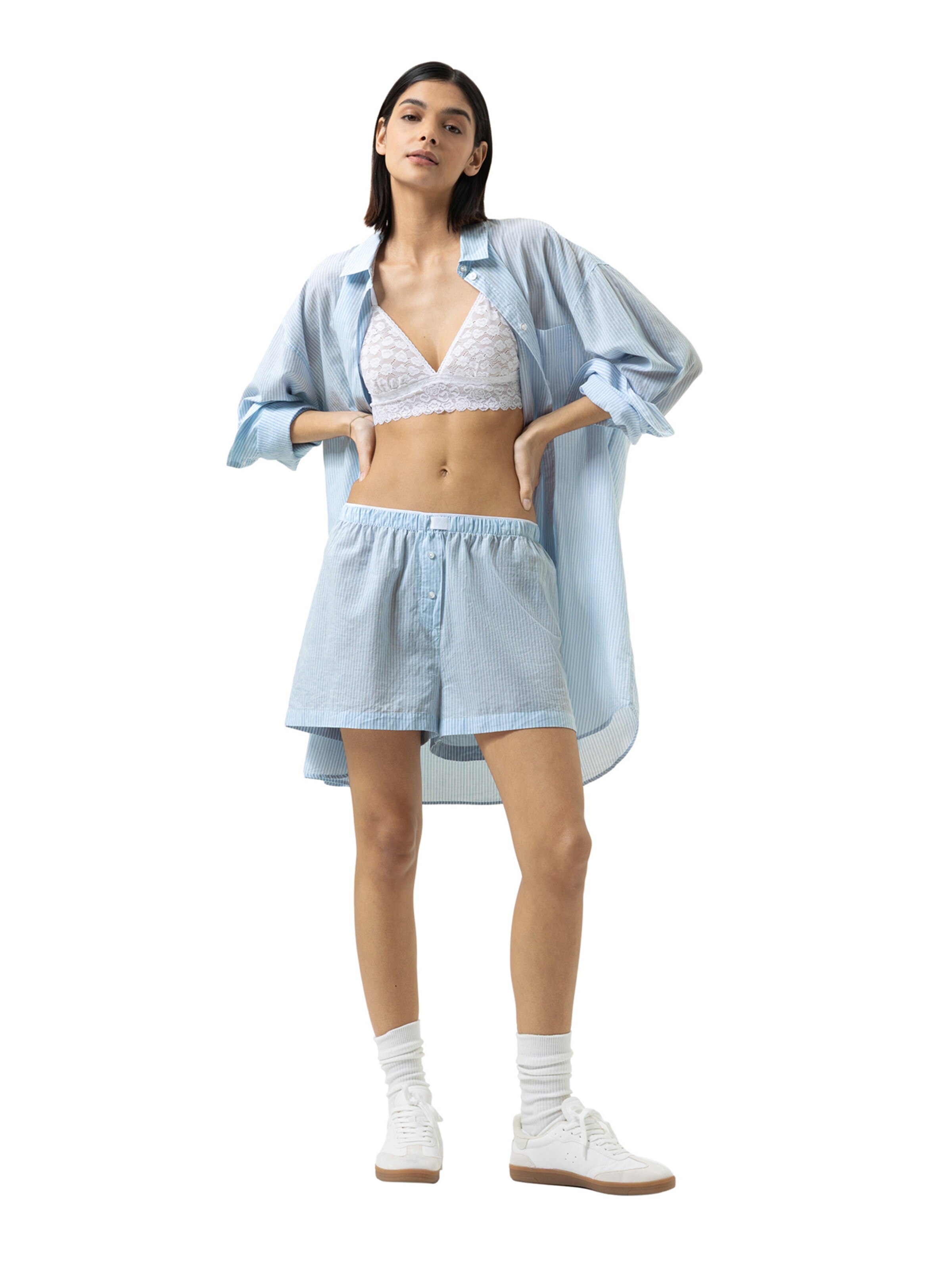 Mey Pyjamabroek 'Cotton Stripes' in Blauw