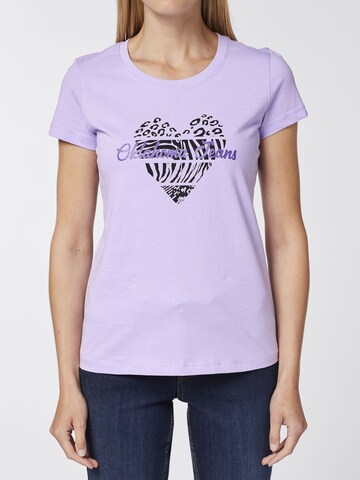 Oklahoma Jeans T-Shirt ' mit Herz-Motiv und Logo-Schriftzug ' in Lila