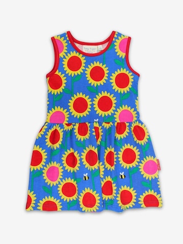 Toby Tiger Kleid 'Bio-Baumwoll Kinder Sommerkleid mit Sonnenblumen-Meer-Druck' in Blau: Vorderseite