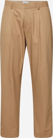 TOPMAN Voltidega püksid, värv beež: eest vaates