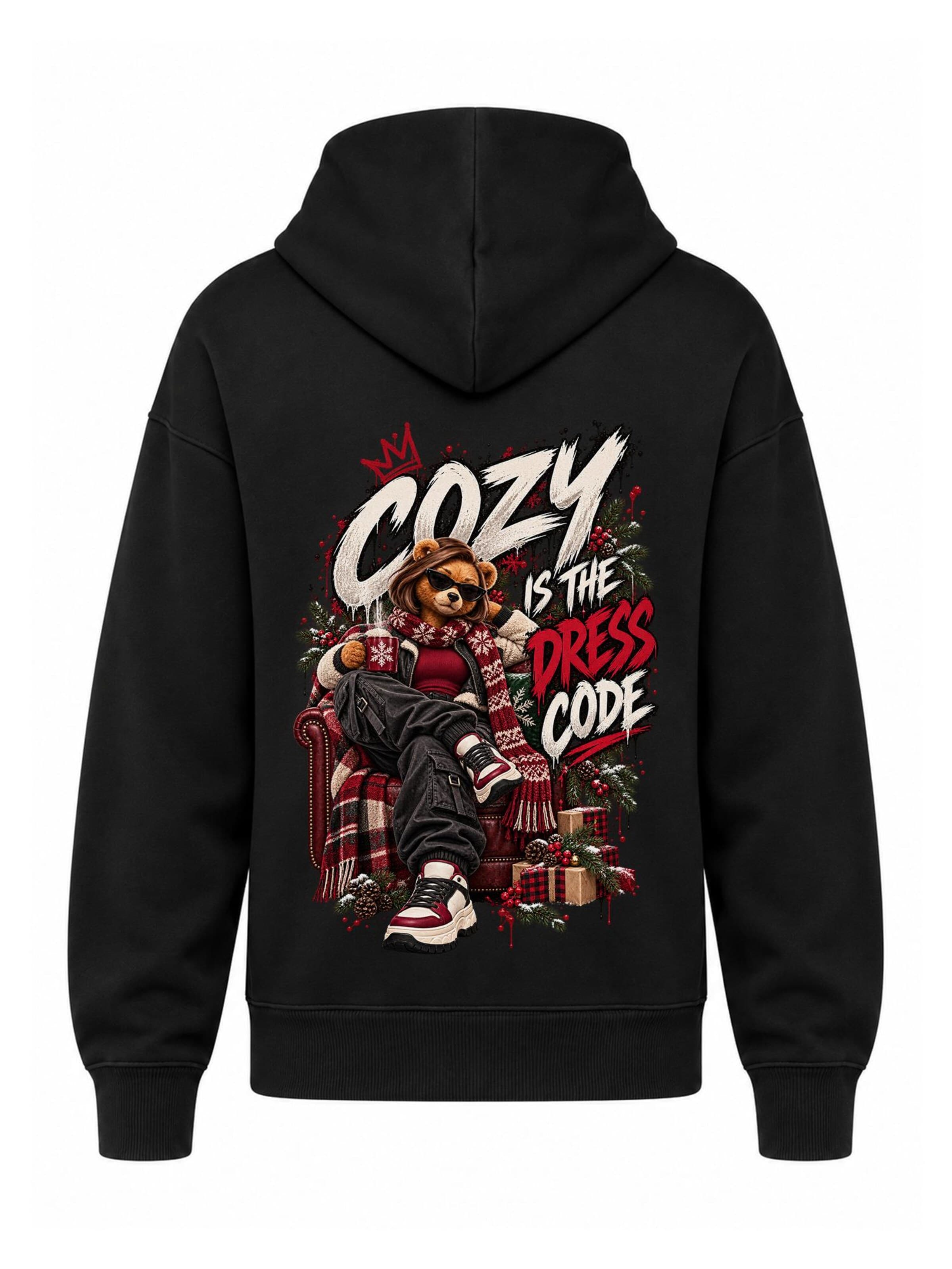 LUNØIR Studio Sweatshirt 'BOSS Femme Cozy Christmas' in Black: front