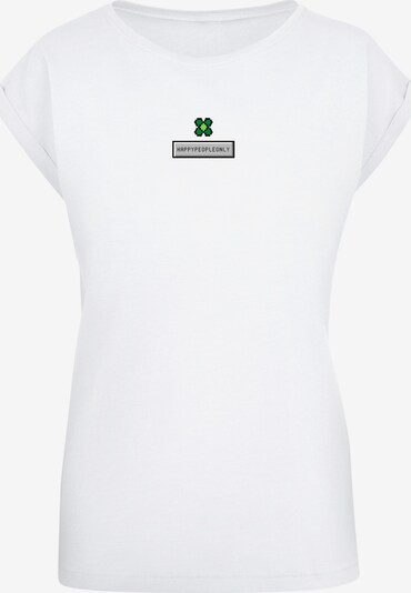 F4NT4STIC Shirt 'Silvester Happy New Year Pixel Kleeblatt' in mischfarben / weiß, Produktansicht