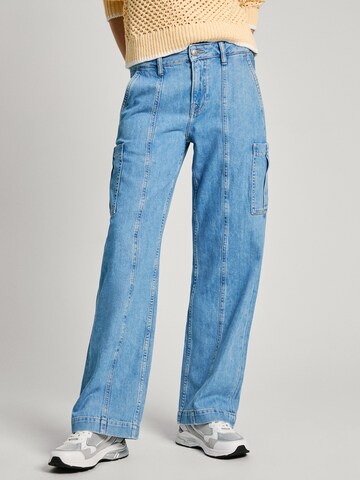 Pepe Jeans Loosefit Cargojeans in Blauw: voorkant