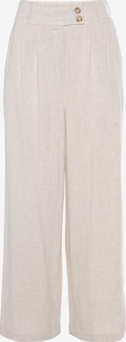 LASCANA Wide Leg Bundfaltenhose in Beige: predná strana