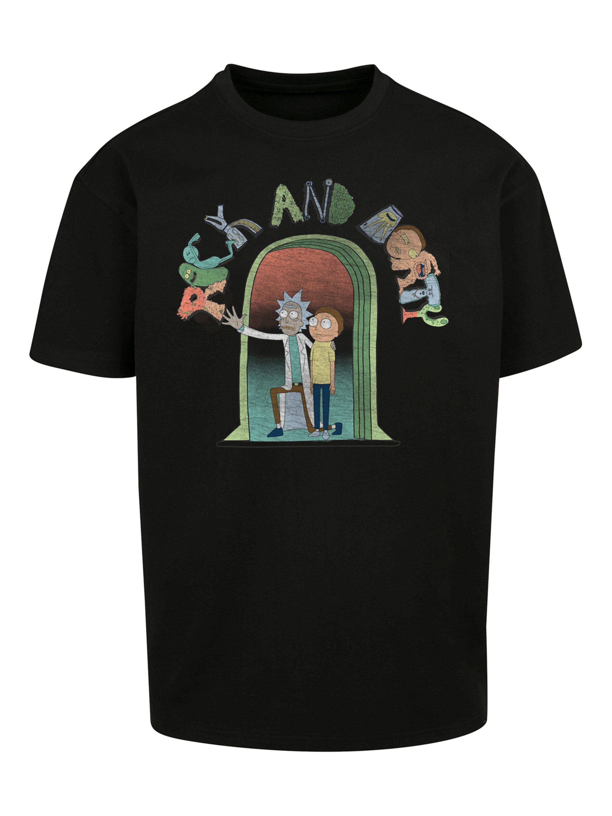 F4NT4STIC Shirt 'Icon Doors' in Zwart: voorkant