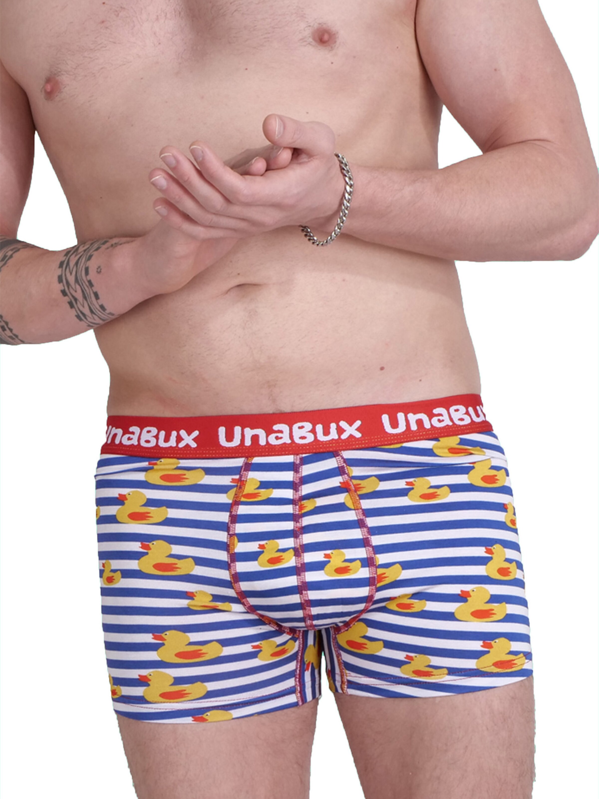 UNABUX Boxer shorts ' BLACK WHITE RABBIT ' in Blue: front