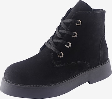 D.MoRo Shoes Lace-Up Ankle Boots in Black: front