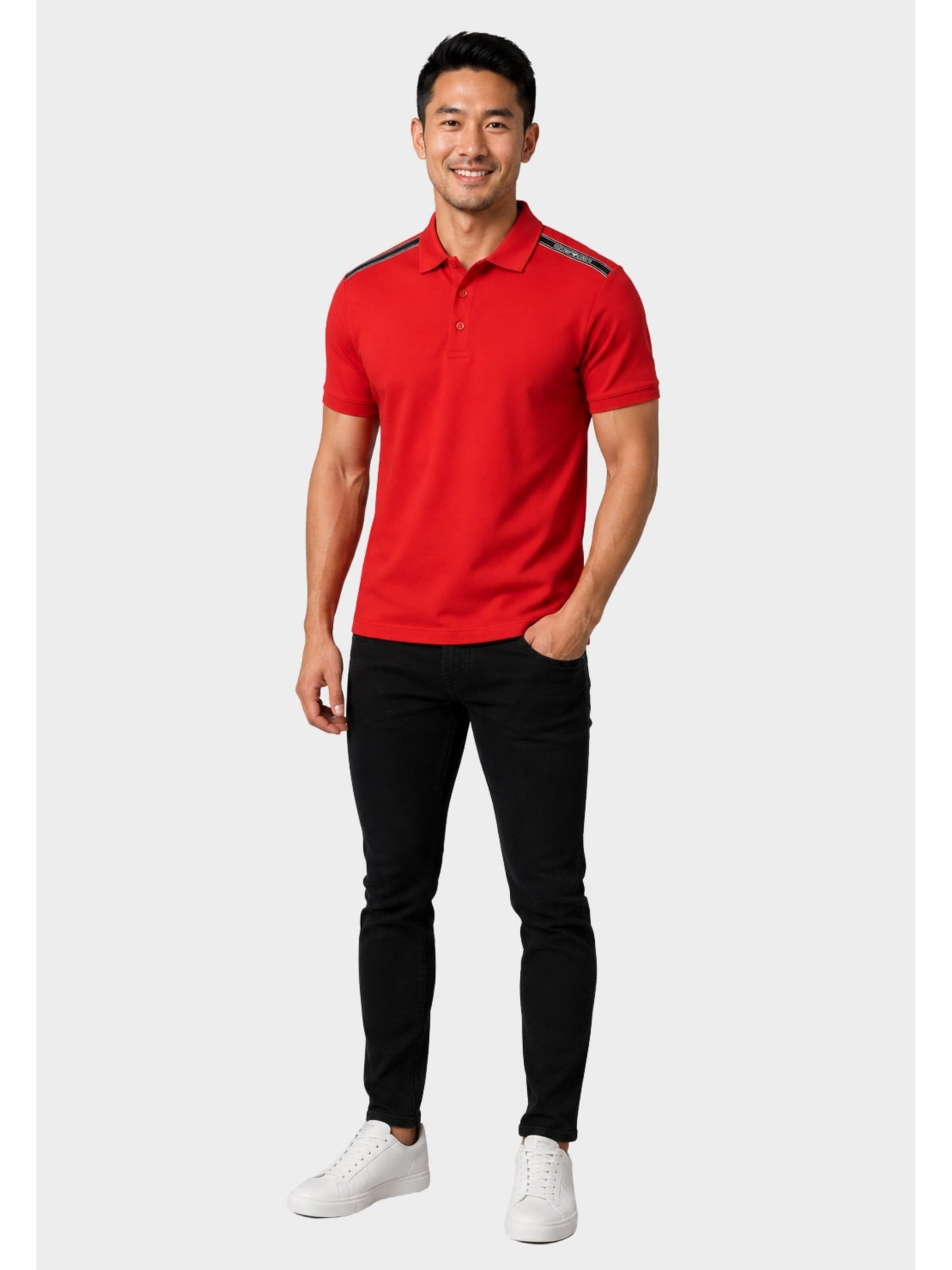 Emporio Armani - Camiseta 'Men's Polo Shirt with Logo Tape on Shoulders' en rojo