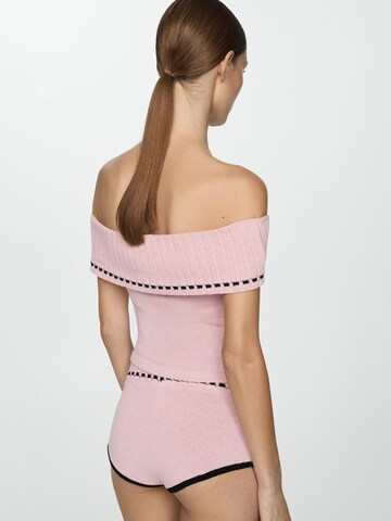 MANGO Knitted Top 'Minnie' in Pink