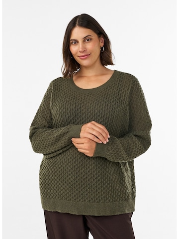 Zizzi Pullover 'Flaya' in Grün: Vorderseite