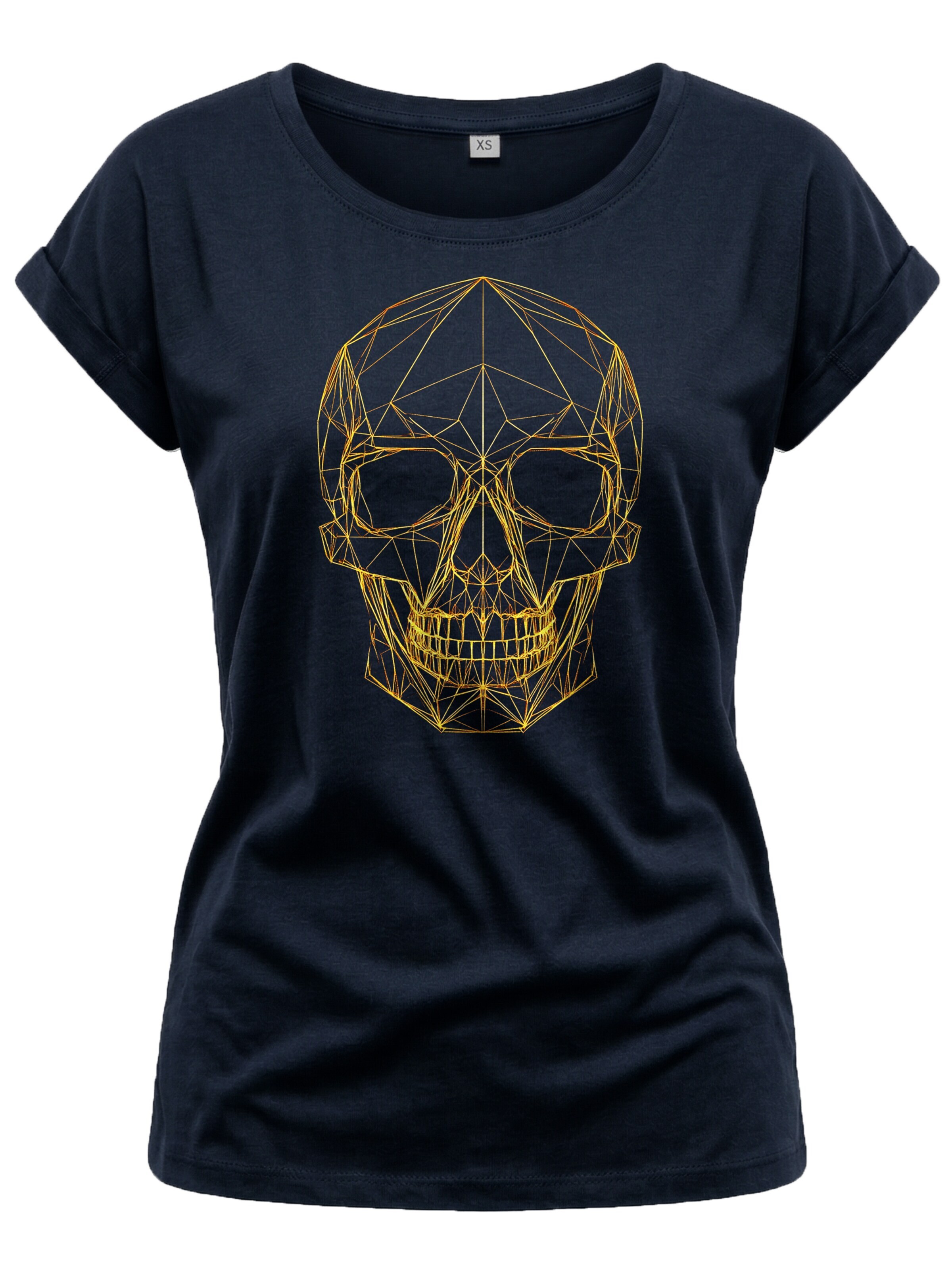 MAKAYA Shirt 'Line Skull' in Blue: front