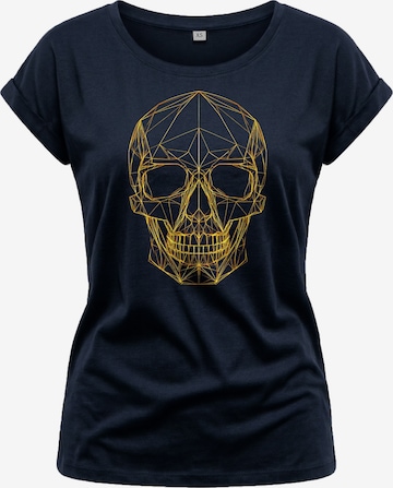 MAKAYA Shirt 'Line Skull' in Blue: front