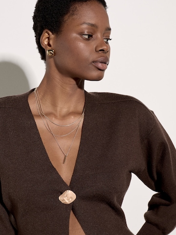 Cardigan ' Gerippte Strickjacke ' Apricot en marron