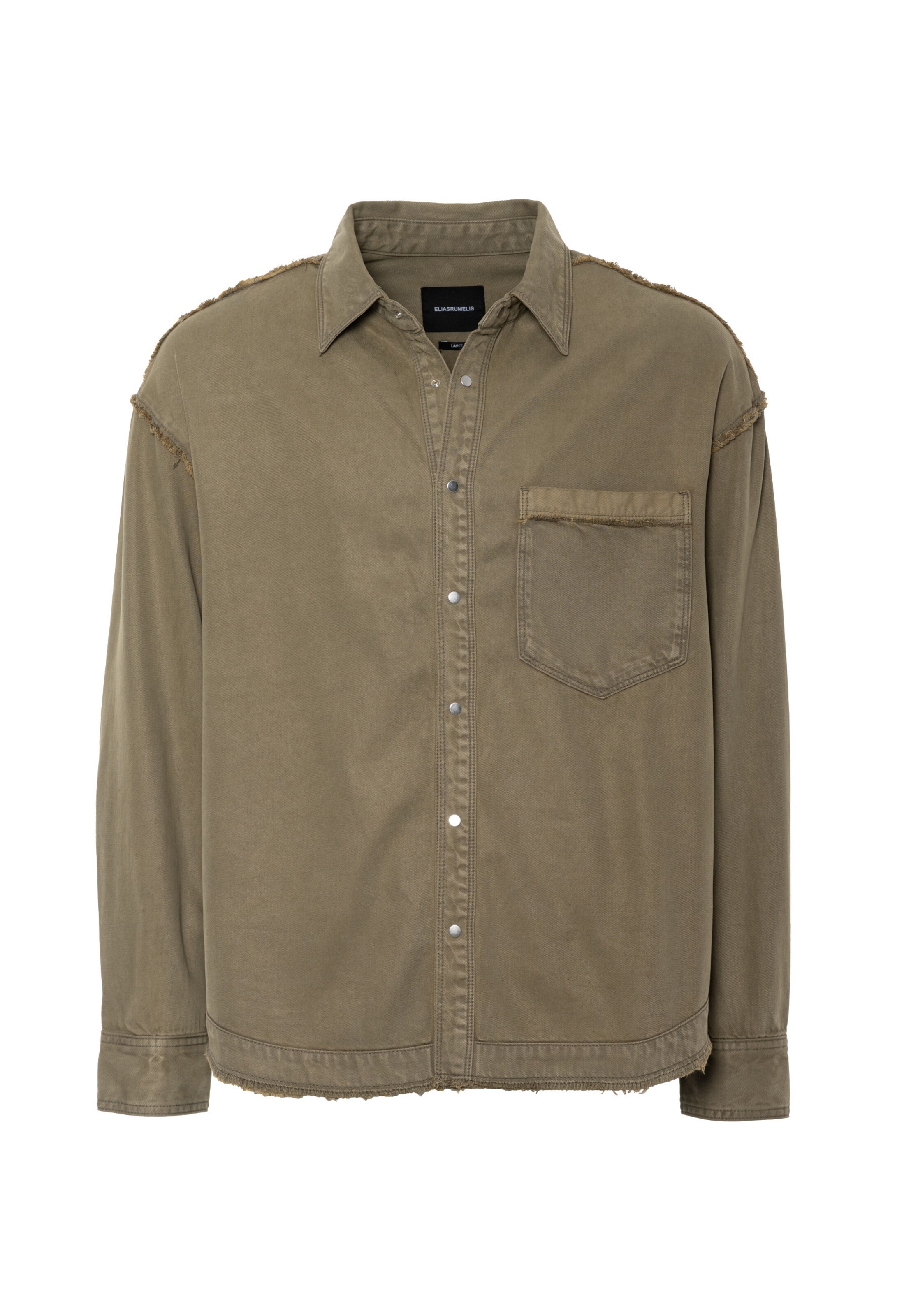 Elias Rumelis Chemise en L en olive, Vue avec produit