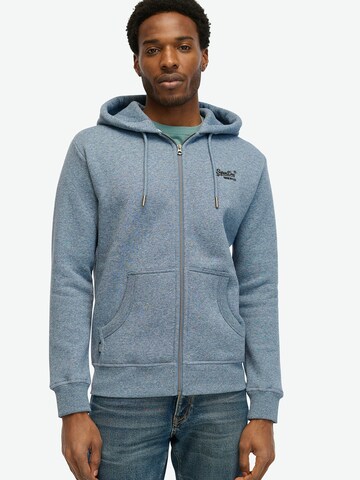 Superdry Sweatjacke 'ESSENTIAL' in Blau: Vorderseite