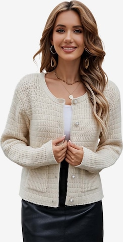 KoJooin Strickjacke 'Damen-Strickcardigan mit Rundhalsausschnitt, langen Ärmeln und Taschen' in Orange: Vorderseite
