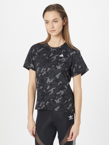 ADIDAS PERFORMANCE Functioneel shirt 'Own The Run Camo' in Zwart: voorkant
