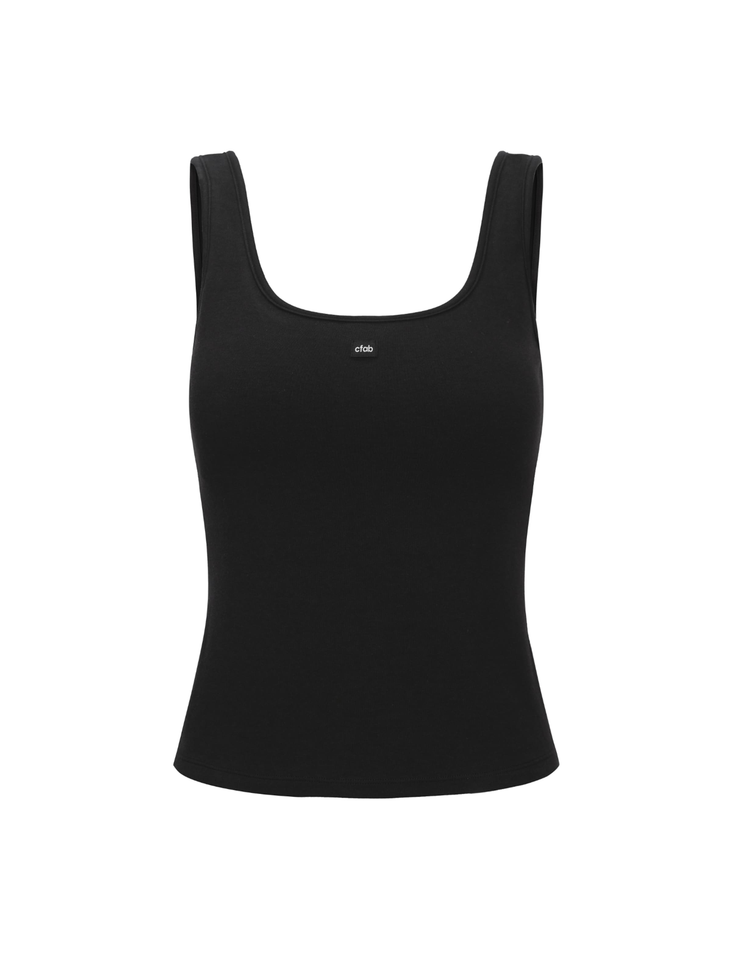 cfab (formerly creamy fabrics) Top 'Cotton Tank with Built-In Wireless Bra'‌‌‌‌‌‌‌‌‌‌ in Schwarz: Vorderseite