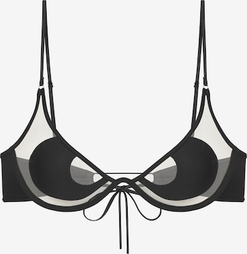 GOD SAVE QUEENS Bikini top 'Heartless' in Black: front