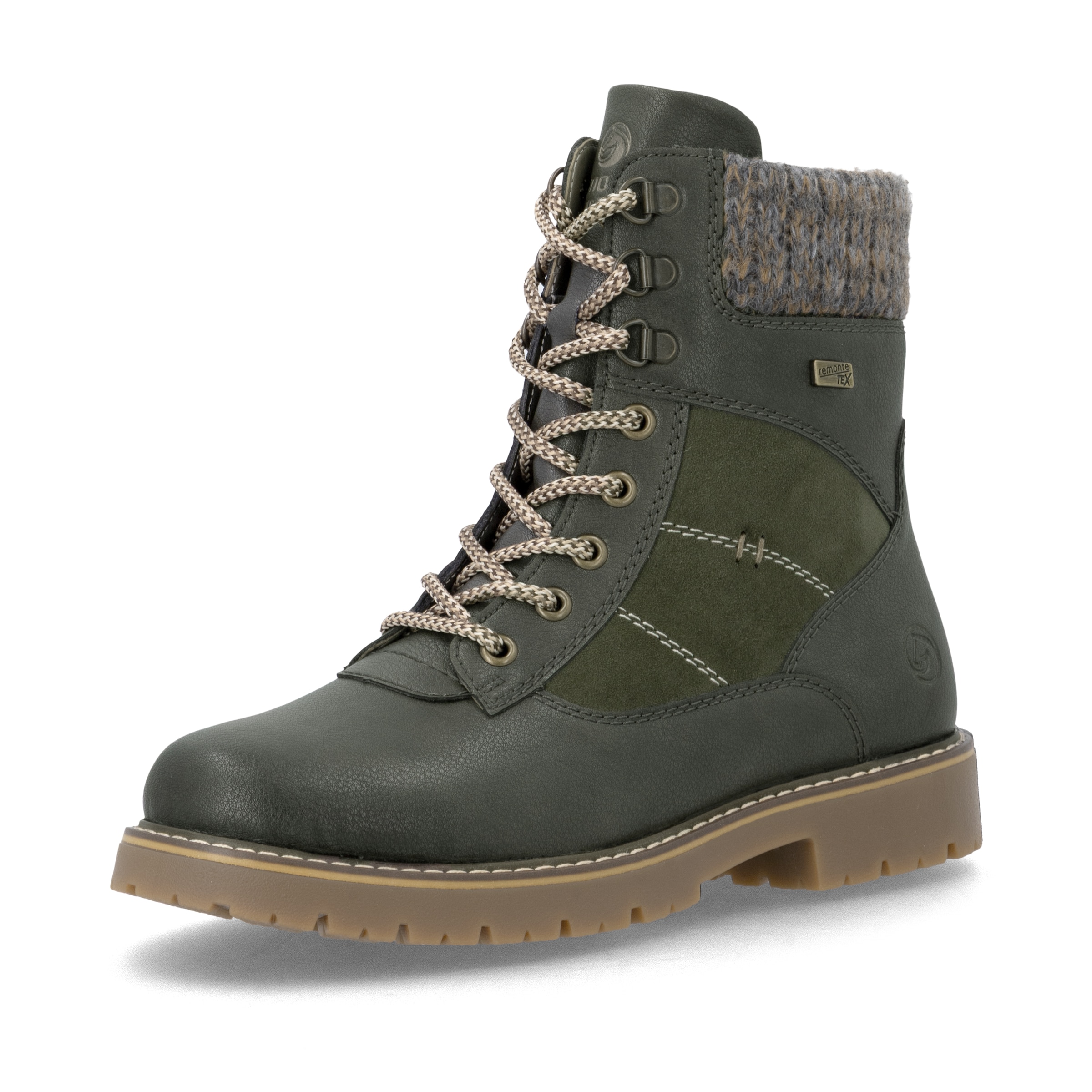 Bottes à lacets REMONTE en vert : devant