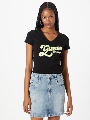 GUESS - Camiseta en negro: frente