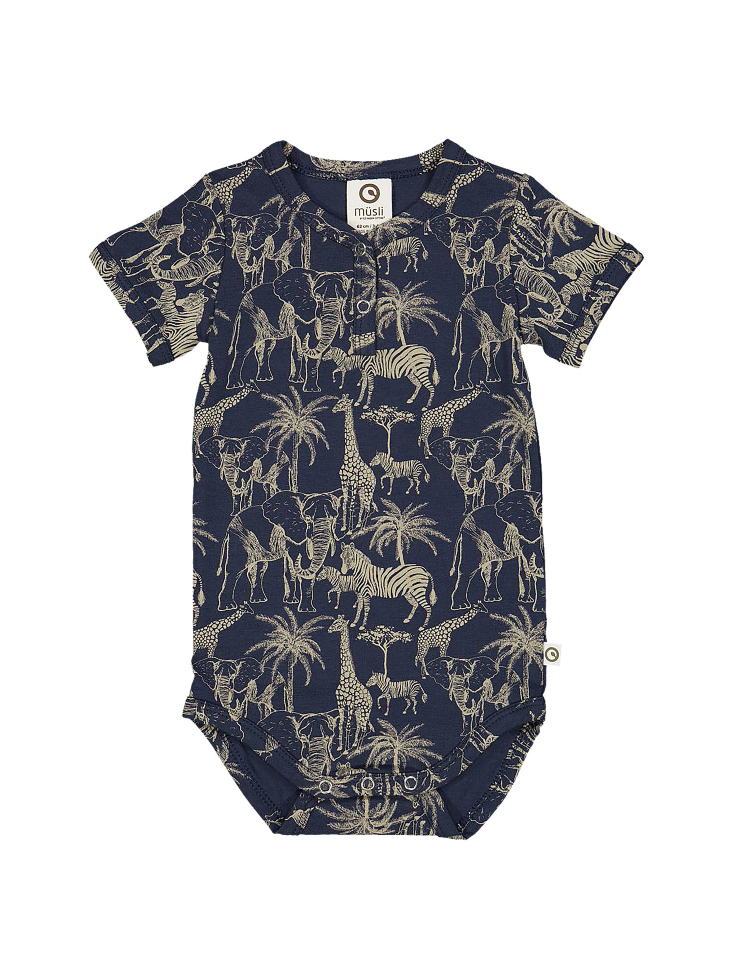 Tutina / body per bambino di Müsli by GREEN COTTON in blu: frontale