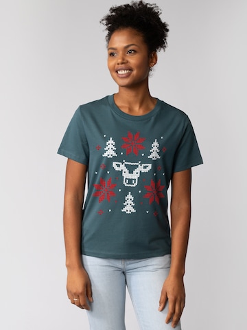 Watapparel Shirt 'Christmas With Love' in Blauw: voorkant