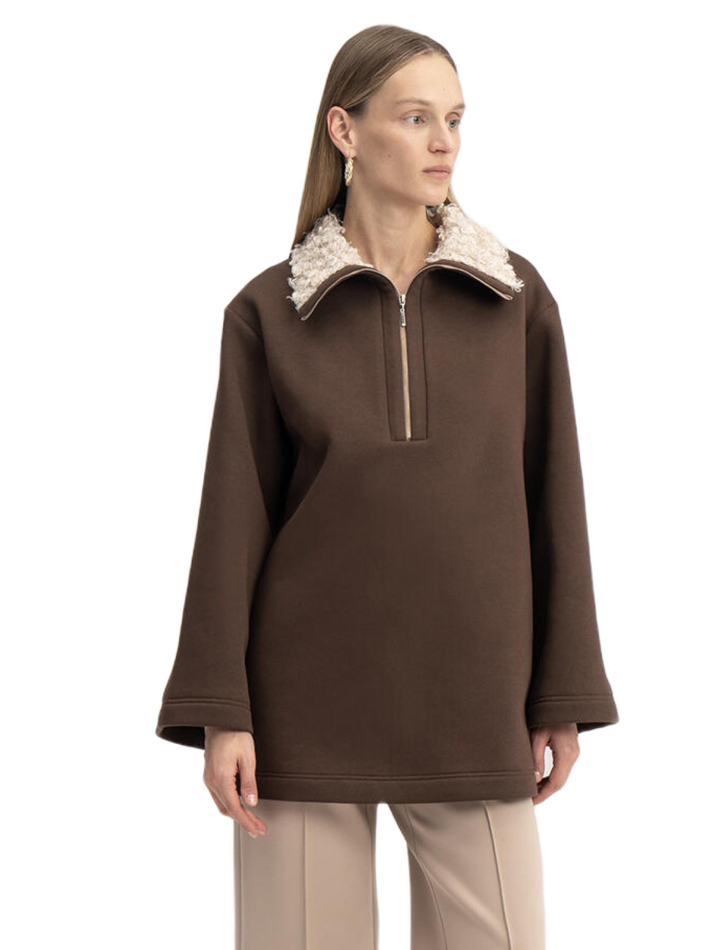 Sweat-shirt Touche Prive en marron : devant