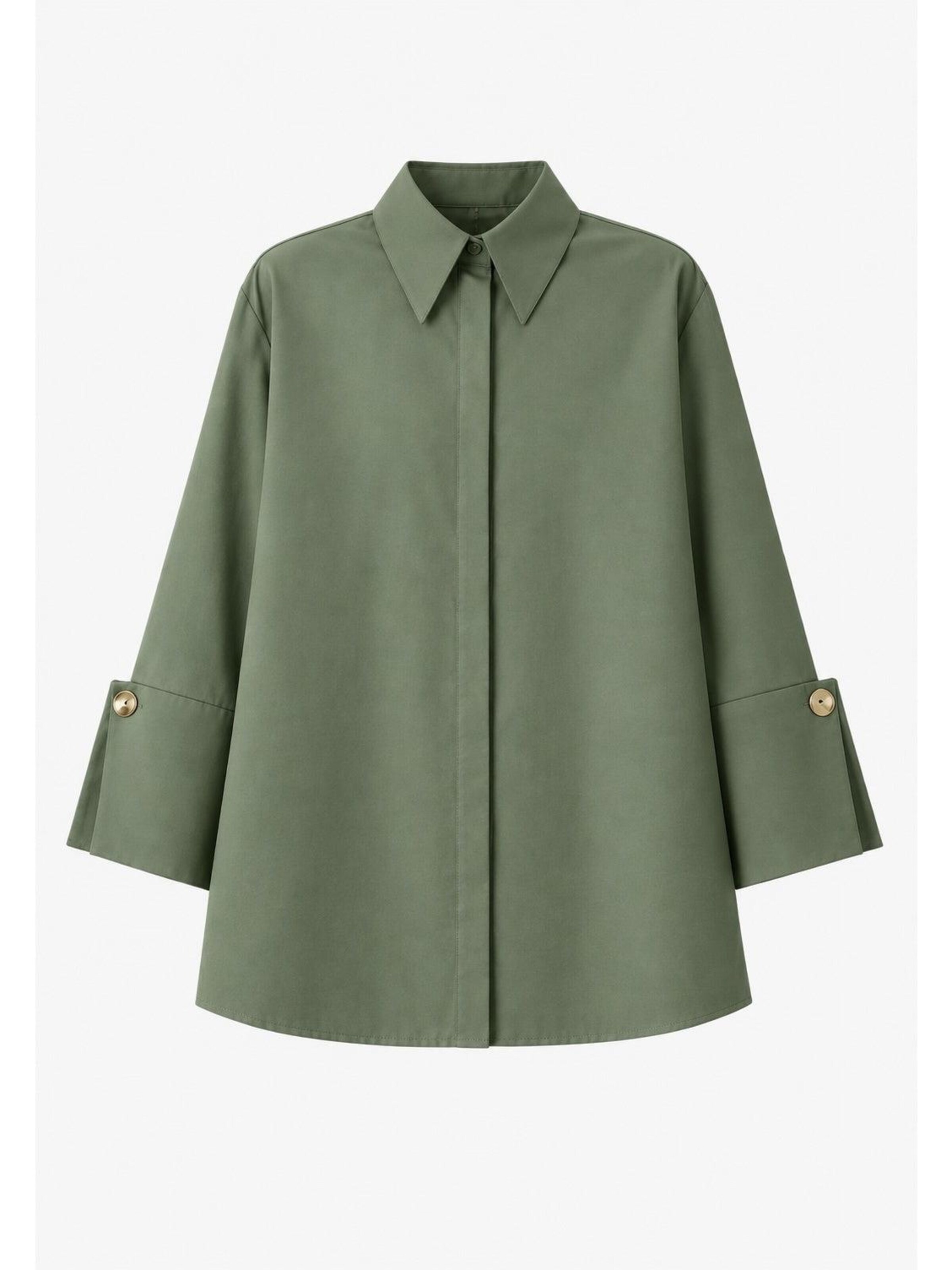 Touché Privé - Camiseta 'Poplin Shirt With Wide Cuff' en verde: frente