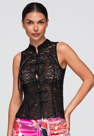 Ombre Top in Schwarz: Vorderseite