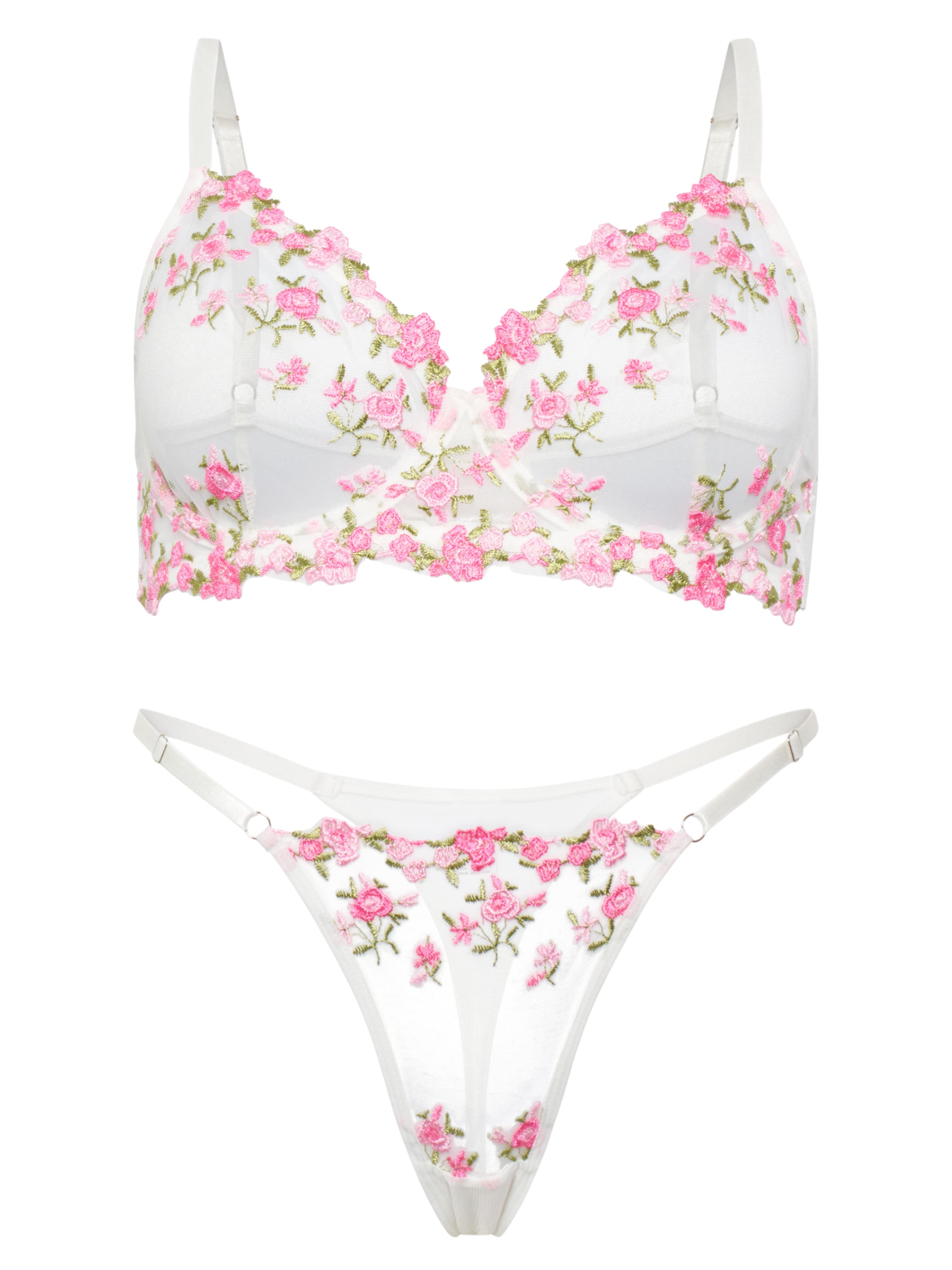 Orchibelle Bralette Underwear Sets in Pink: front