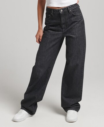 Superdry Wide leg Jeans in Zwart: voorkant