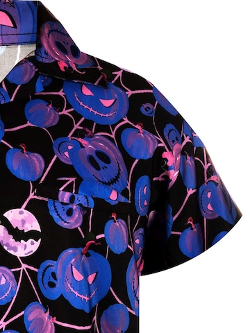 King Kameha Shirt 'Helloween Pumpkin Web' in Blue