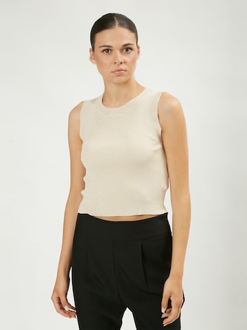 Influencer Knitted Top in Beige: front