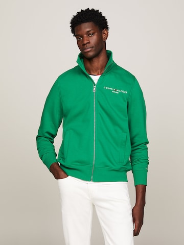 TOMMY HILFIGER Zip-Up Hoodie 'Stand-Up Collar' in Green: front