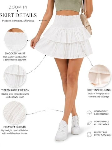 Reich Couture Spódnica 'Smocked Waist Tiered Ruffle Mini Skirt' w kolorze biały