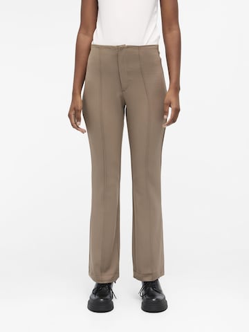 OBJECT Flared Pleat-Front Pants 'Iva Lisa' in Brown: front