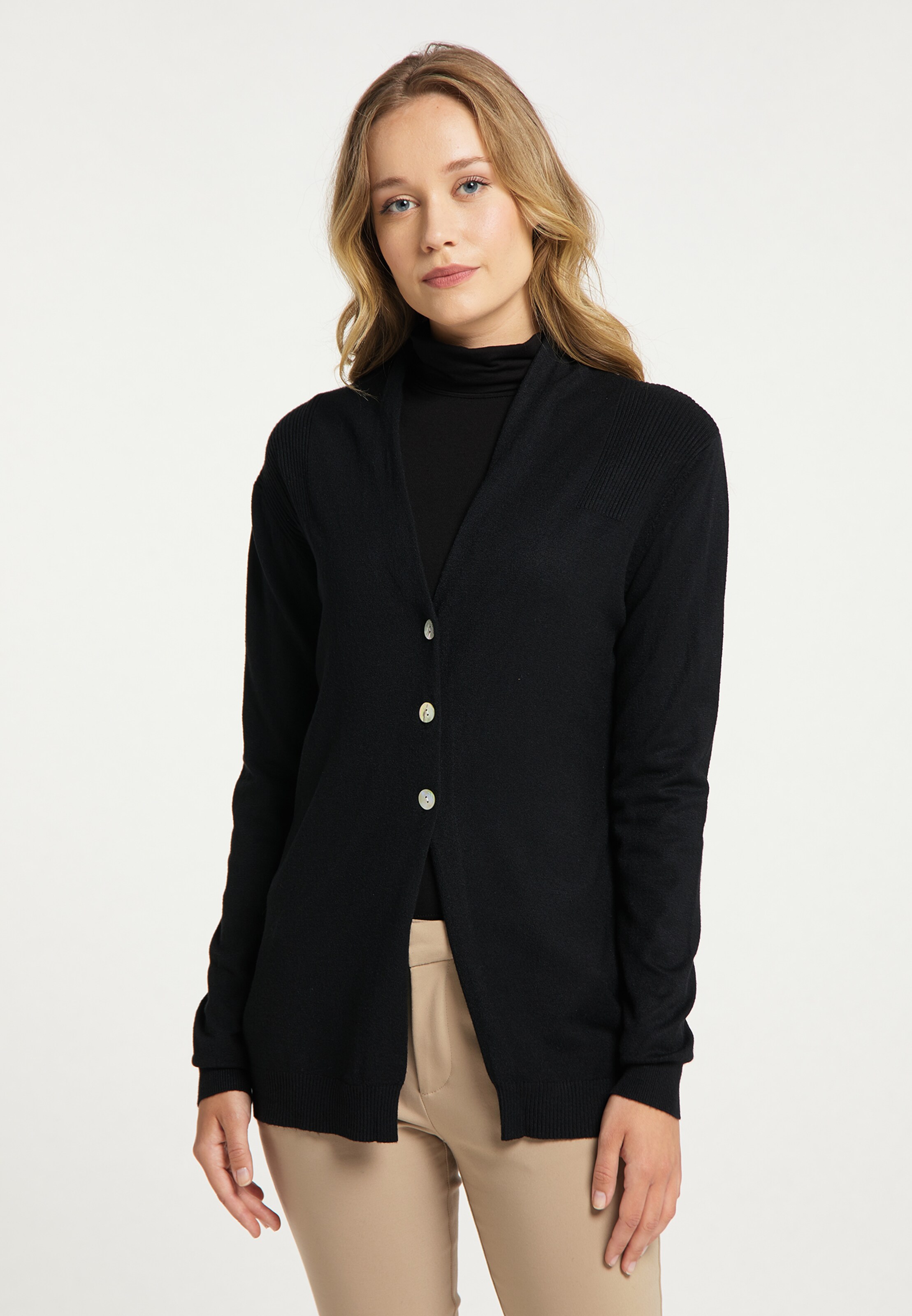 Frauen Pullover & Strick DreiMaster Klassik Strickjacke in Schwarz - XW69168 Frauen Pullover & Strick DreiMaster Klassik Strickjacke in Schwarz - XW69168