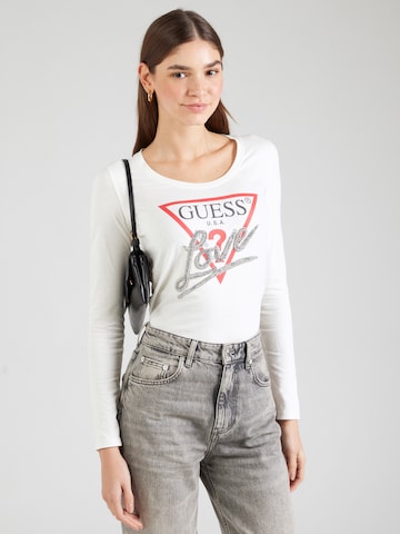 GUESS Футболка 'LOVE' в Белый: спереди