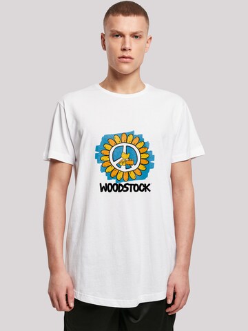 F4NT4STIC Shirt 'Woodstock Artwork Flower Peace' in Wit: voorkant
