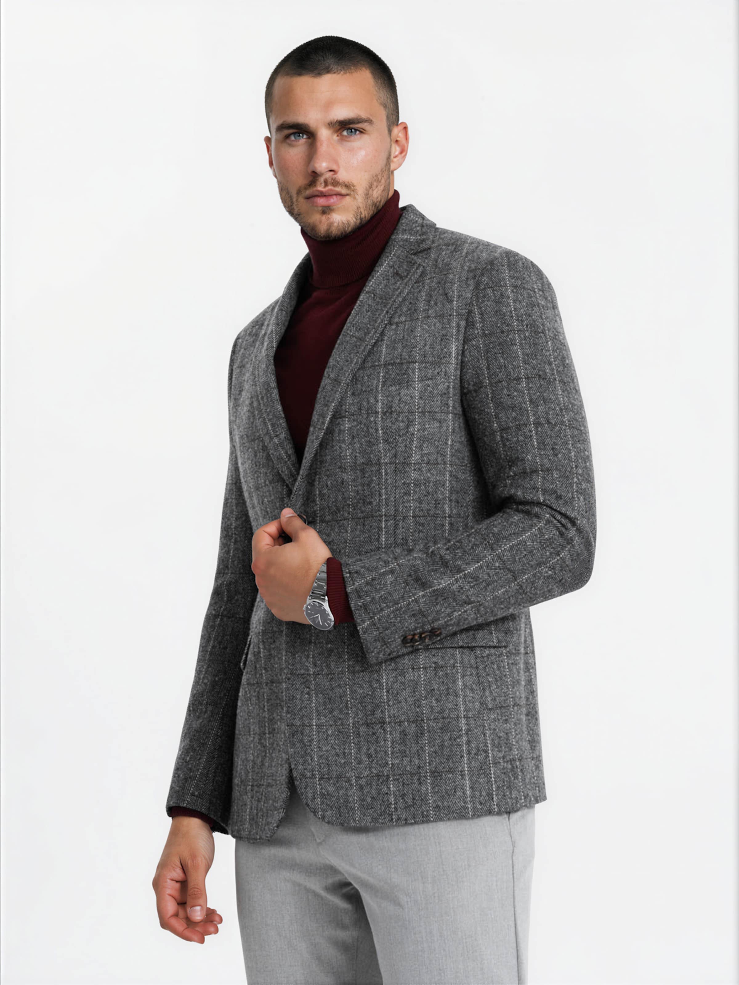 Ombre Regular fit Business Blazer in Grey: front