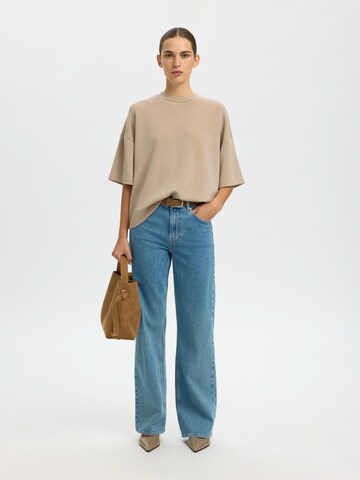 T-shirt oversize 'SLFTenny' SELECTED en beige