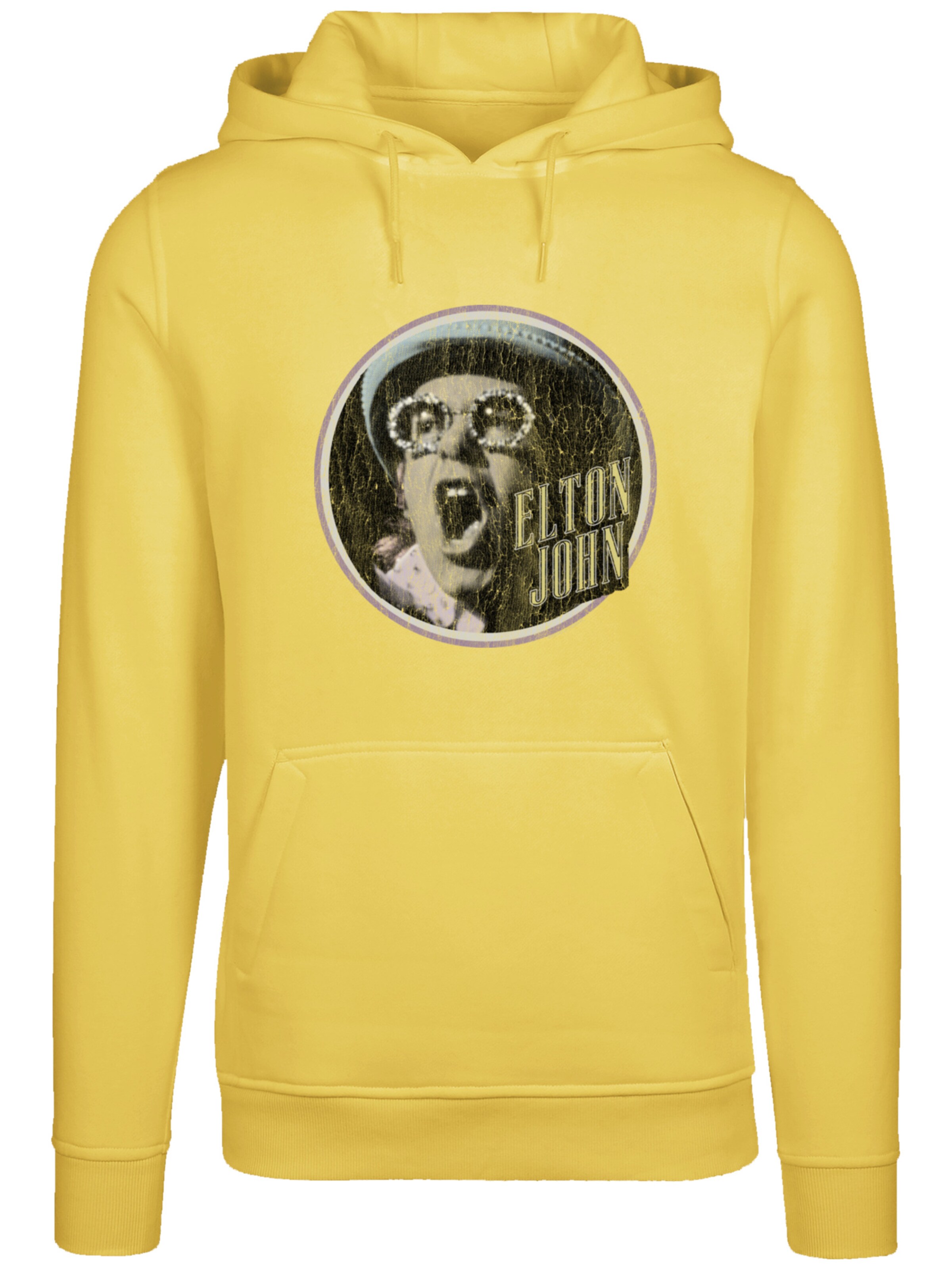 F4NT4STIC Sweatshirt 'Elton John Vintage Circle' in Geel: voorkant