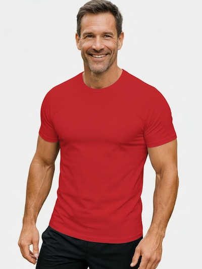 Line One Performance Shirt 'Herren T-Shirt – T-Shape, Rundhals, Baumwolle' in M/Slim in Red, Item view