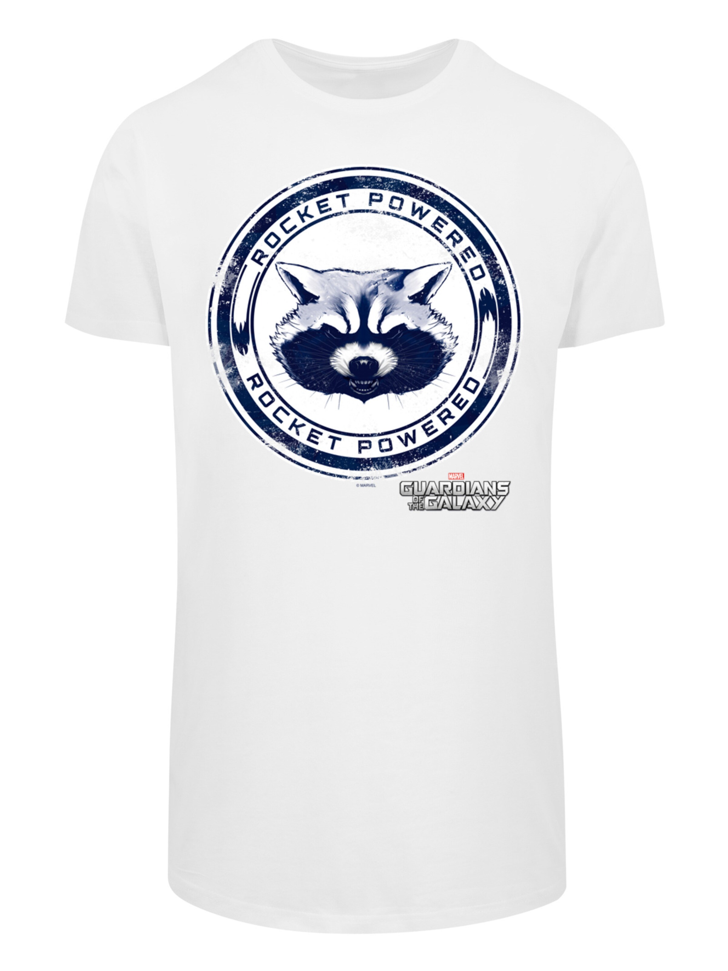 F4NT4STIC Shirt 'Marvel Guardians Of The Galaxy Rocket Powered' in Wit: voorkant