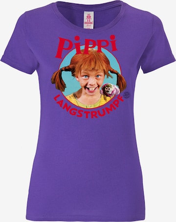 LOGOSHIRT T-Shirt 'Pippi Langstrumpf' in Lila: predná strana