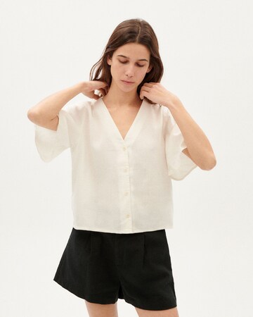 Thinking MU - Blusa 'Hemp Libelula' em branco: frente