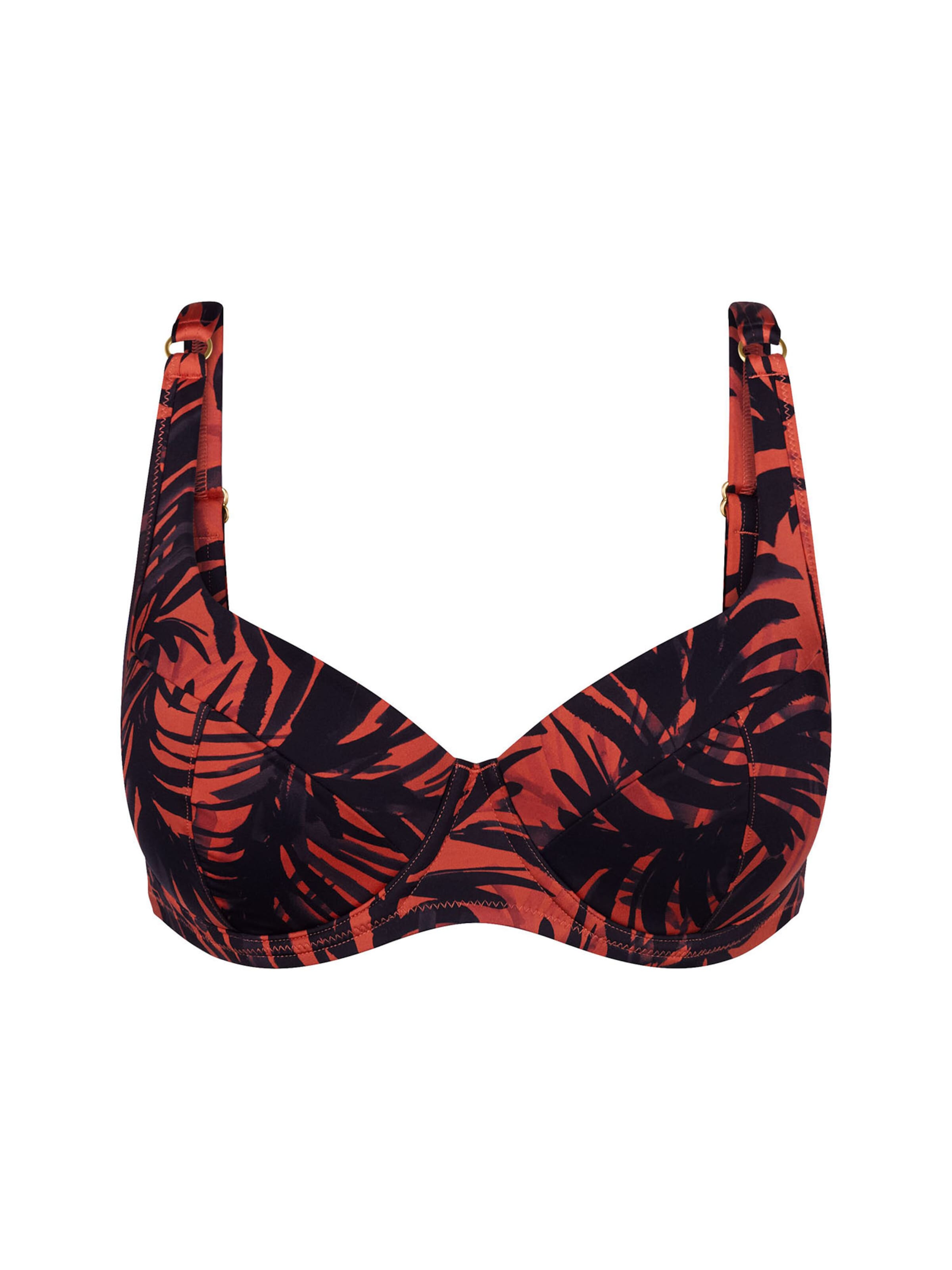 TRIUMPH Bikini Top ' Red Label Summer Palm ' in 75/C in Dark orange / Black, Item view