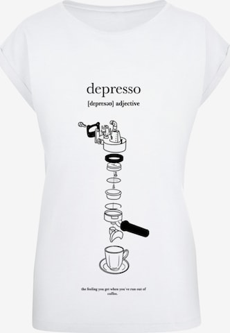 Mister Tee Shirt 'Depresso' in Wit: voorkant